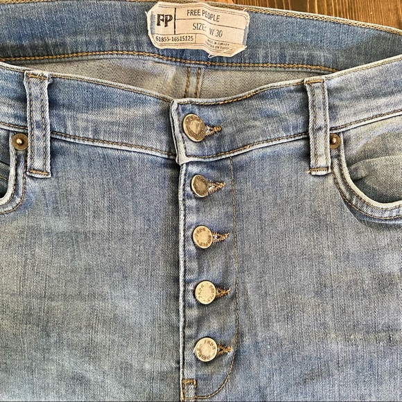 Free People Button Front Closure High Waisted Jeans - Picture 2 of 8